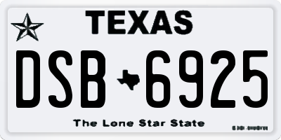 TX license plate DSB6925