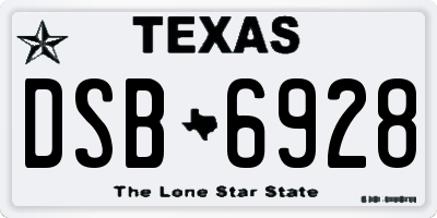 TX license plate DSB6928
