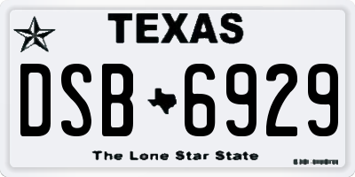 TX license plate DSB6929