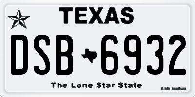 TX license plate DSB6932
