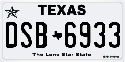 TX license plate DSB6933