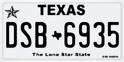 TX license plate DSB6935