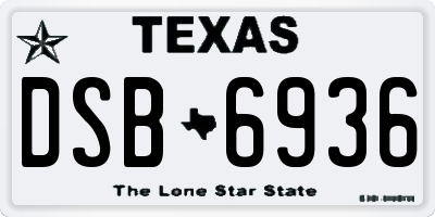 TX license plate DSB6936