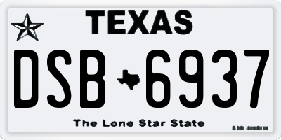 TX license plate DSB6937