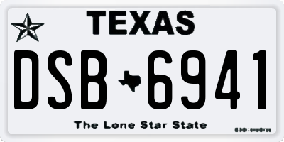 TX license plate DSB6941