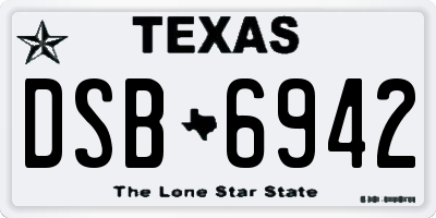 TX license plate DSB6942