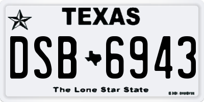 TX license plate DSB6943