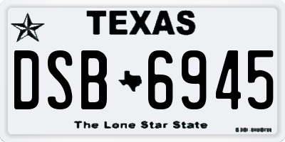 TX license plate DSB6945