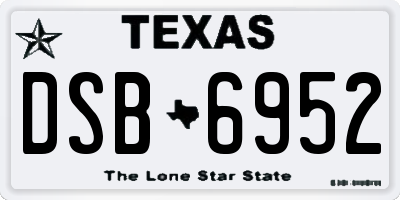 TX license plate DSB6952