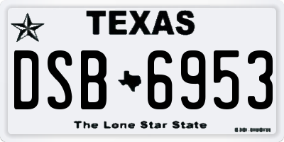 TX license plate DSB6953
