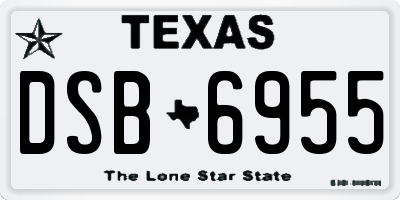 TX license plate DSB6955