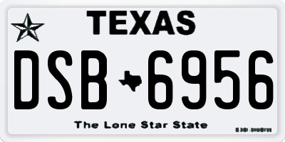 TX license plate DSB6956