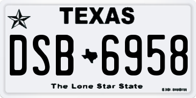 TX license plate DSB6958