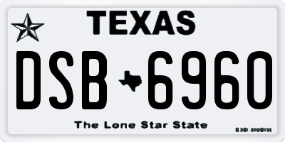 TX license plate DSB6960