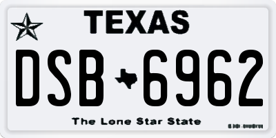 TX license plate DSB6962