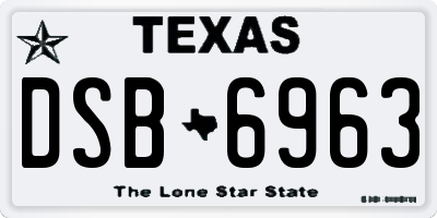 TX license plate DSB6963