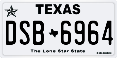 TX license plate DSB6964