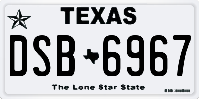 TX license plate DSB6967