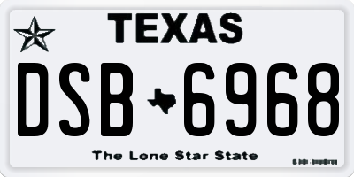 TX license plate DSB6968