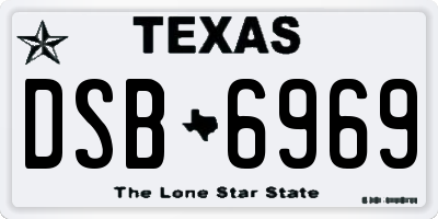 TX license plate DSB6969