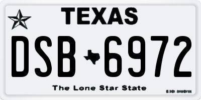 TX license plate DSB6972