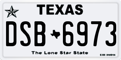 TX license plate DSB6973