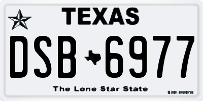 TX license plate DSB6977