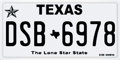 TX license plate DSB6978