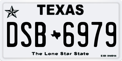 TX license plate DSB6979
