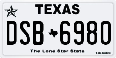 TX license plate DSB6980