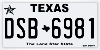 TX license plate DSB6981