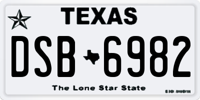 TX license plate DSB6982