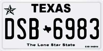TX license plate DSB6983