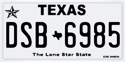 TX license plate DSB6985