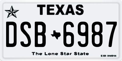 TX license plate DSB6987