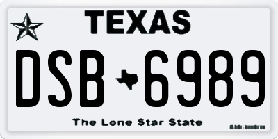 TX license plate DSB6989