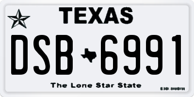TX license plate DSB6991