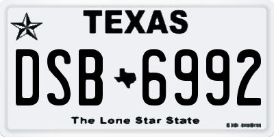 TX license plate DSB6992