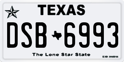 TX license plate DSB6993