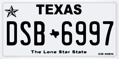 TX license plate DSB6997