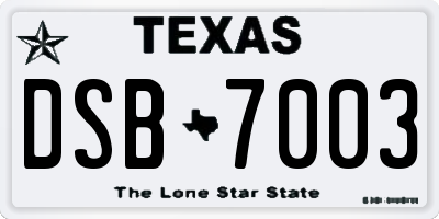 TX license plate DSB7003