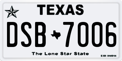 TX license plate DSB7006