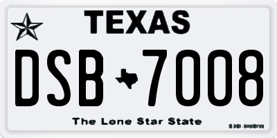 TX license plate DSB7008