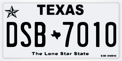 TX license plate DSB7010