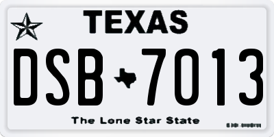 TX license plate DSB7013