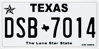 TX license plate DSB7014