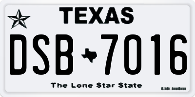 TX license plate DSB7016