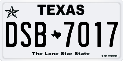 TX license plate DSB7017