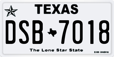 TX license plate DSB7018