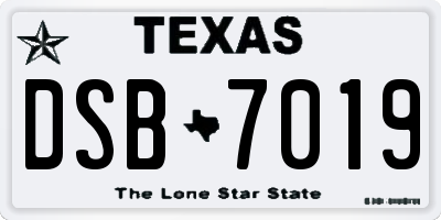 TX license plate DSB7019